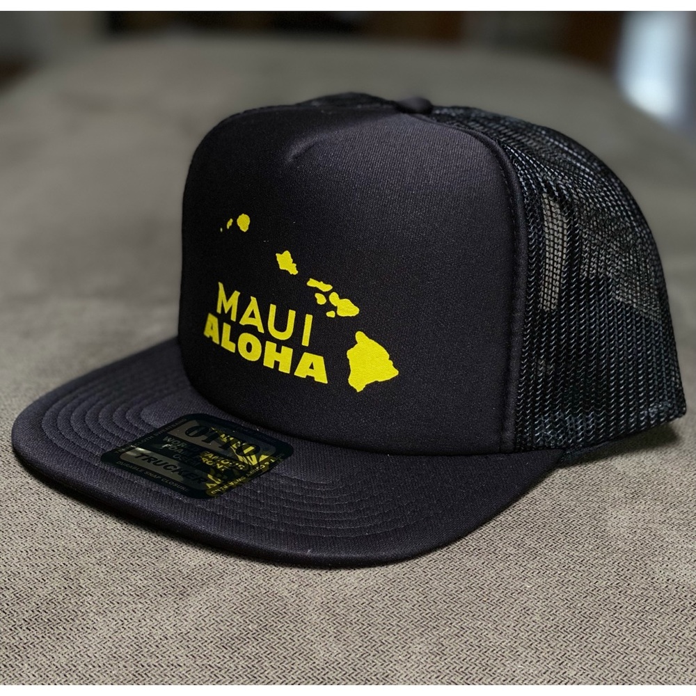 Maui trucker SnapBack hat. Black